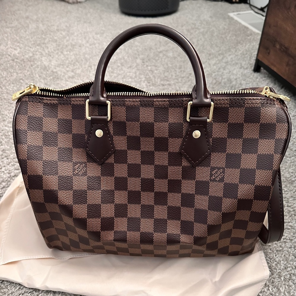 Brown checkered purse